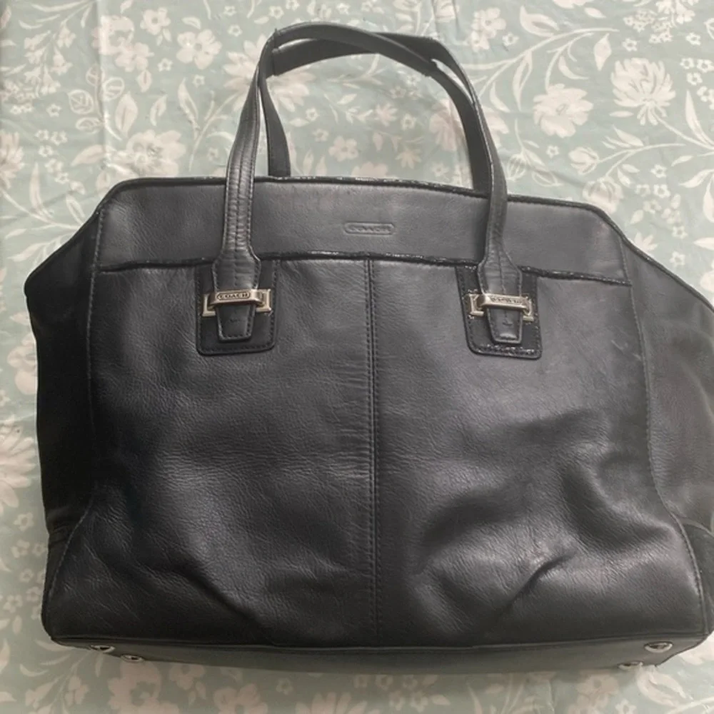 COACH Taylor Leather Alexis Carryall Shoulder Bag Purse in Black F25205
